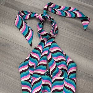 Zara Multicolor Wave Pattern Halter Top